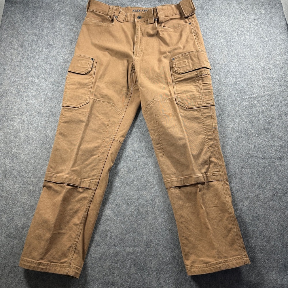Duluth Trading Flex Fire Hose Pants Mens 36x32 Brown Cargo Workwear Utility